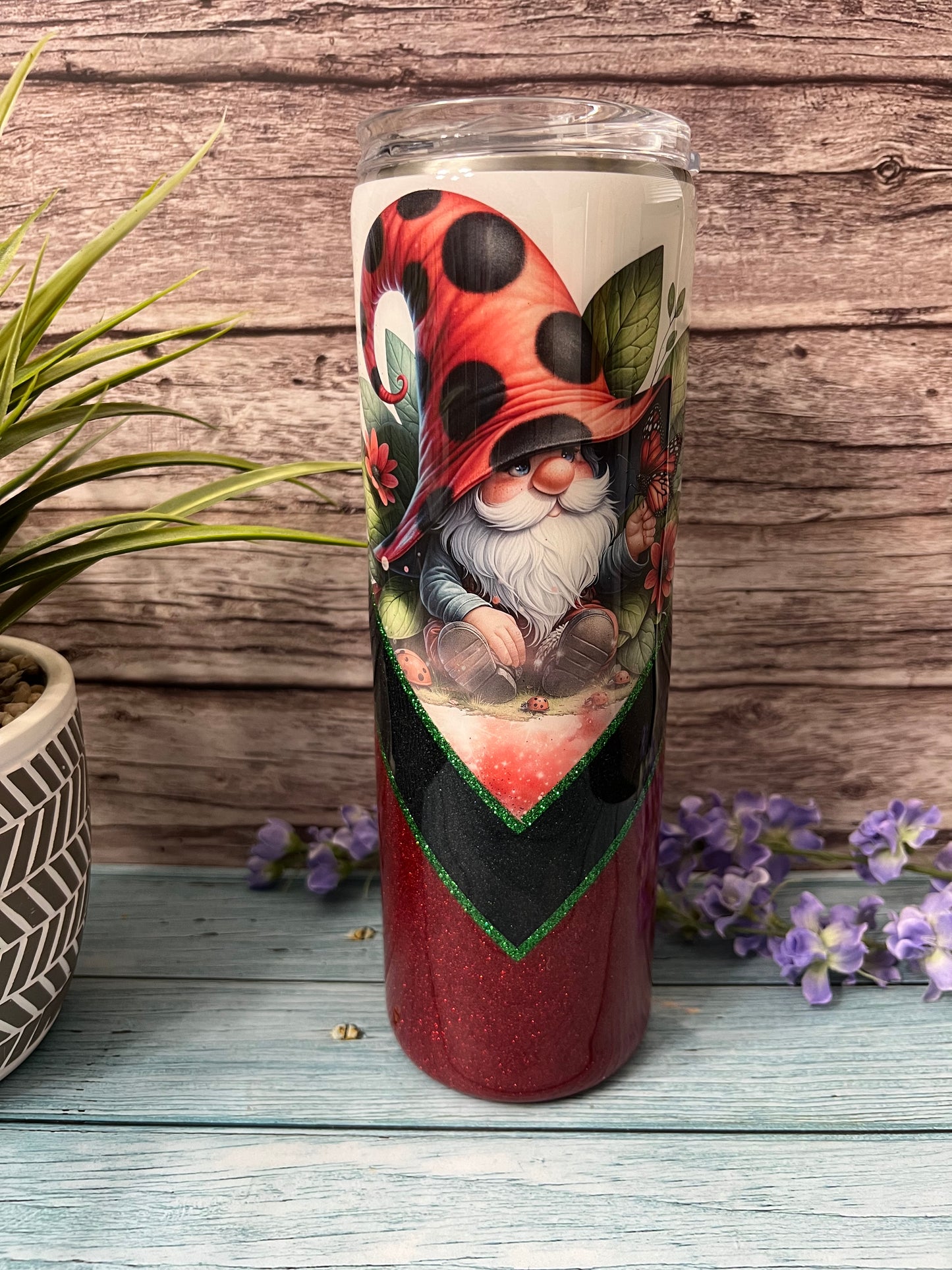 Ladybug Gnome Handmade Custom Epoxy Tumbler