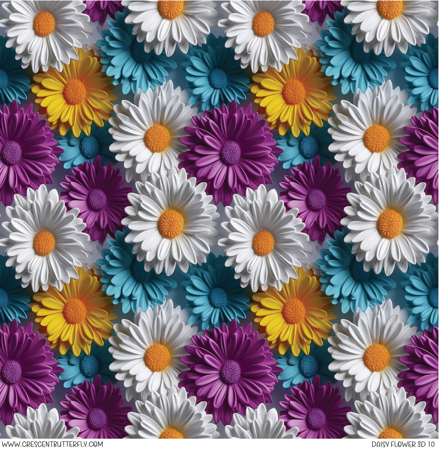 Daisy Flower 3D 10 Printed Vinyl Sheet/Wrap