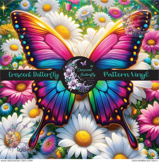 Daisy Rainbow Butterfly Printed Vinyl Sheet/Wrap