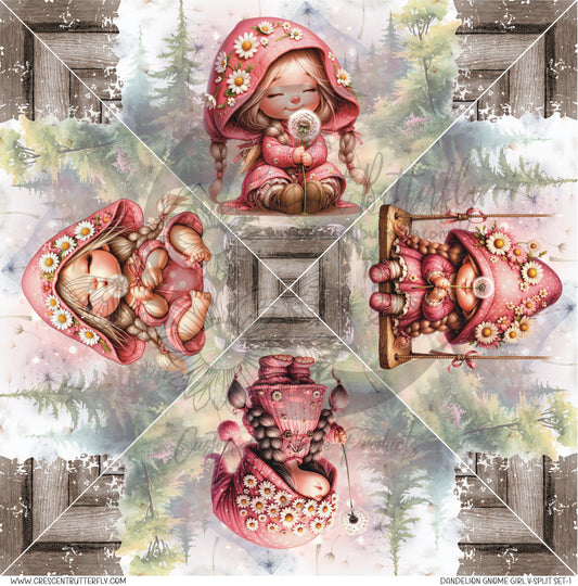 Dandelion Gnome Girl V-Split Set-1 Printed Vinyl Sheet/Wrap