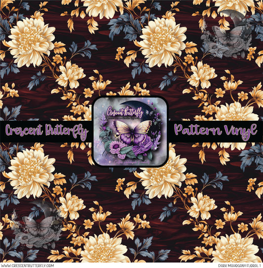 Dark Mahogany Floral 1 Printed Vinyl Sheet/Wrap