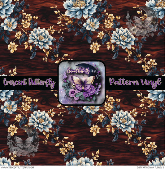 Dark Mahogany Floral 2 Printed Vinyl Sheet/Wrap