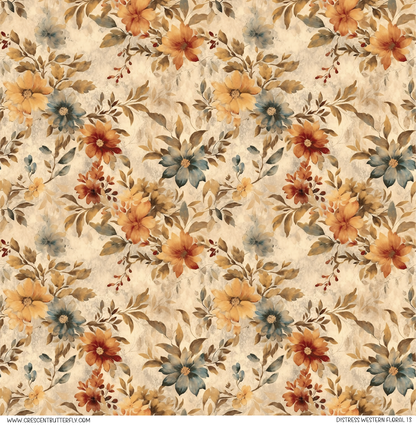 Distress Western Floral 13 Printed Vinyl Sheet/Wrap