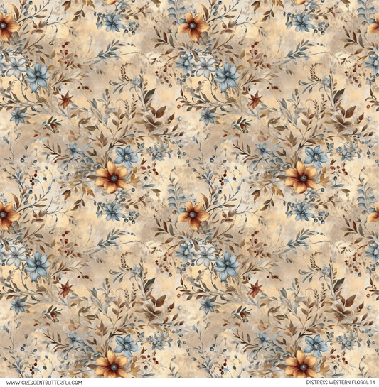 Distress Western Floral 14 Printed Vinyl Sheet/Wrap