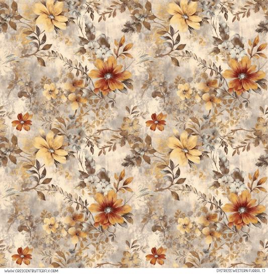 Distress Western Floral 15 Printed Vinyl Sheet/Wrap