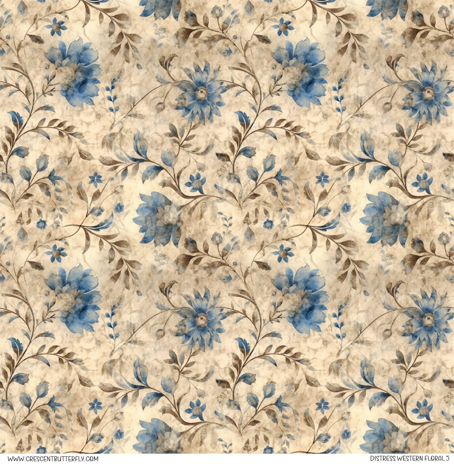 Distress Western Floral 5 Pattern Vinyl Sheet/Wrap