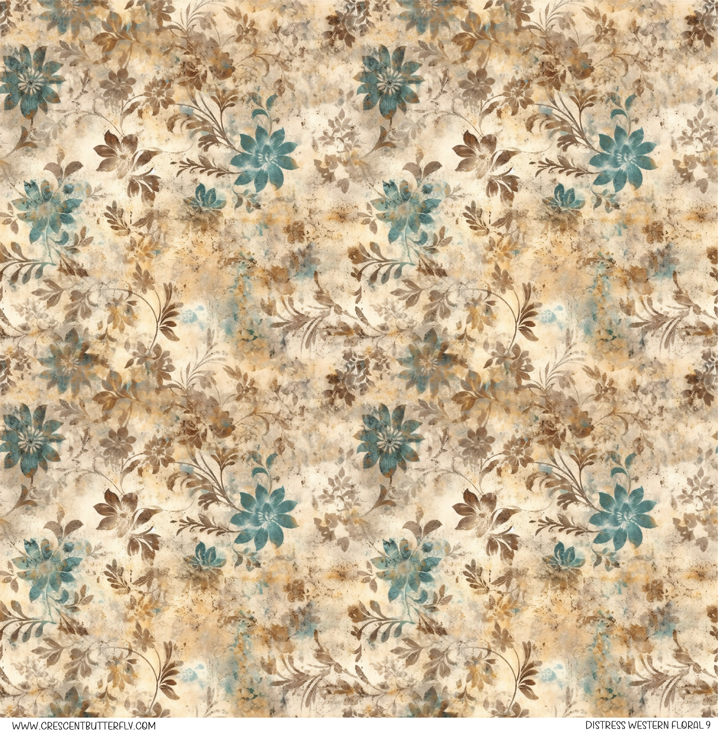 Distress Western Floral 9 Pattern Vinyl Sheet/Wrap