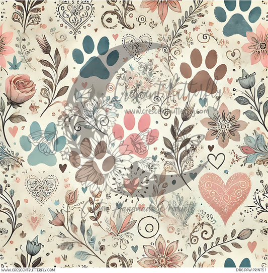 Dog Paw Prints 1 Printed Vinyl Sheet/Wrap