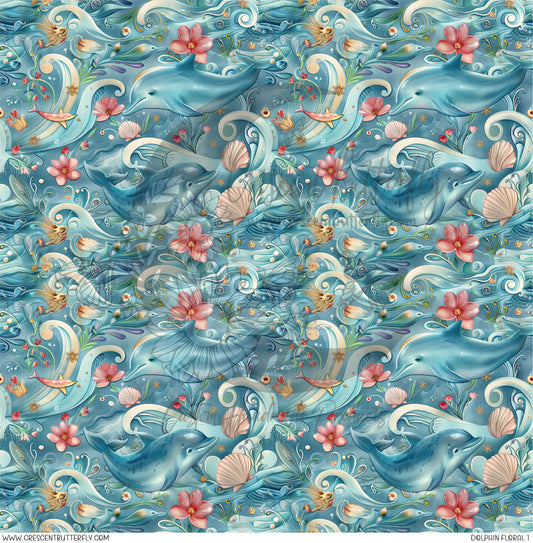 Dolphin Floral 1 Printed Vinyl Sheet/Wrap
