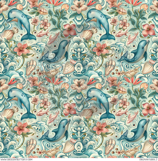 Dolphin Floral 2 Printed Vinyl Sheet/Wrap