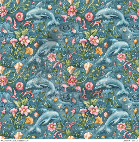 Dolphin Floral 3 Printed Vinyl Sheet/Wrap
