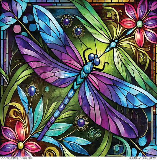 Dragonfly Stained Glass 1 Printed Vinyl Sheet/Wrap