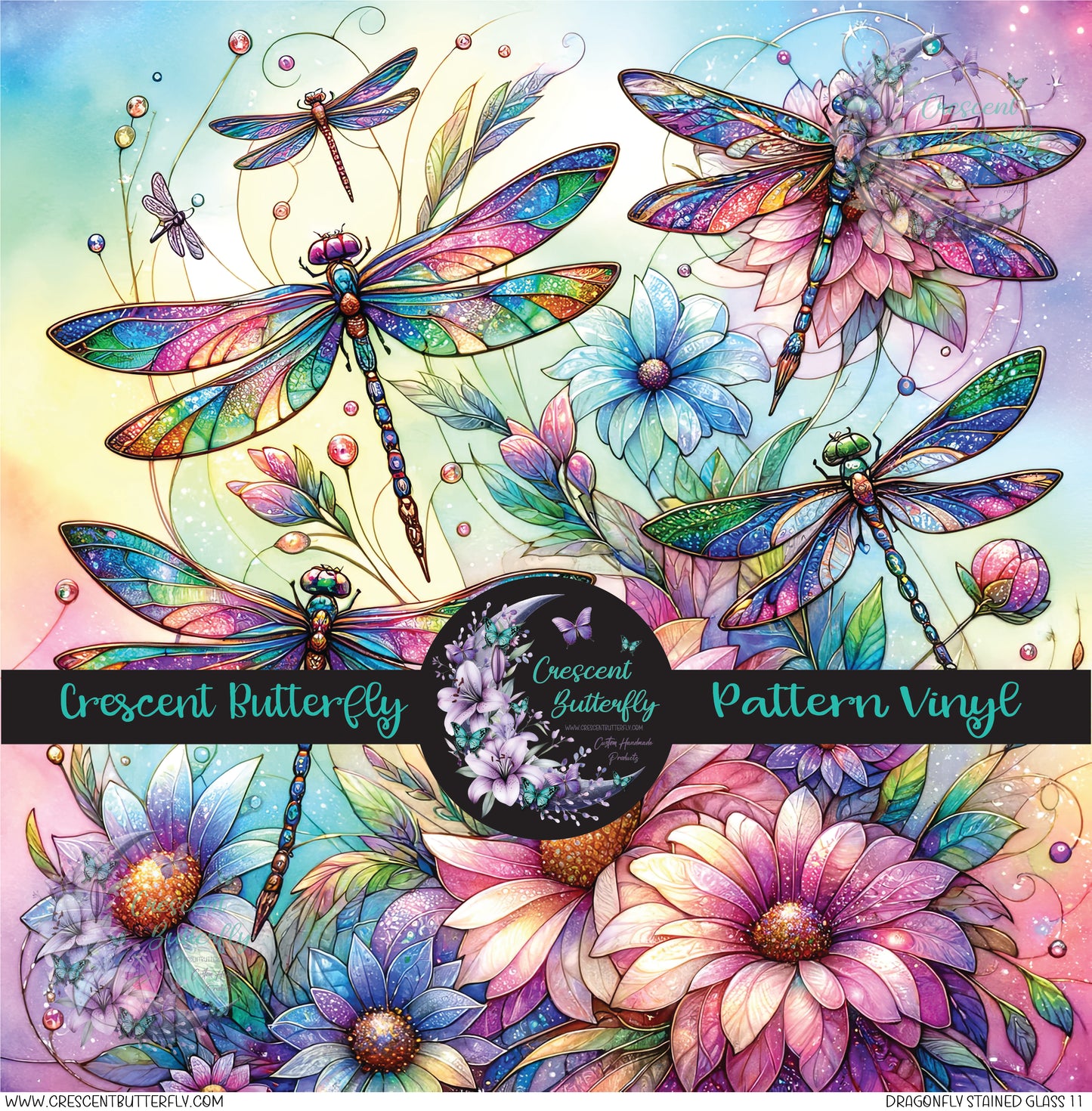 Dragonfly Stained Glass 11 Printed Vinyl Sheet/Wrap