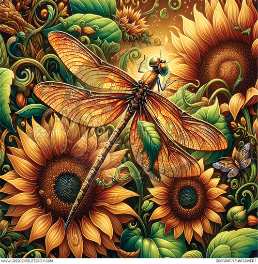 Dragonfly Sunflower 1 Printed Vinyl Sheet/Wrap