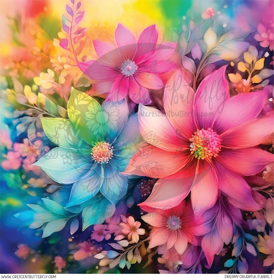 Dreamy Colorful Floral 1 Printed Vinyl Sheet/Wrap