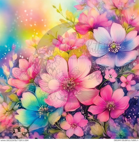 Dreamy Colorful Floral 4 Printed Vinyl Sheet/Wrap