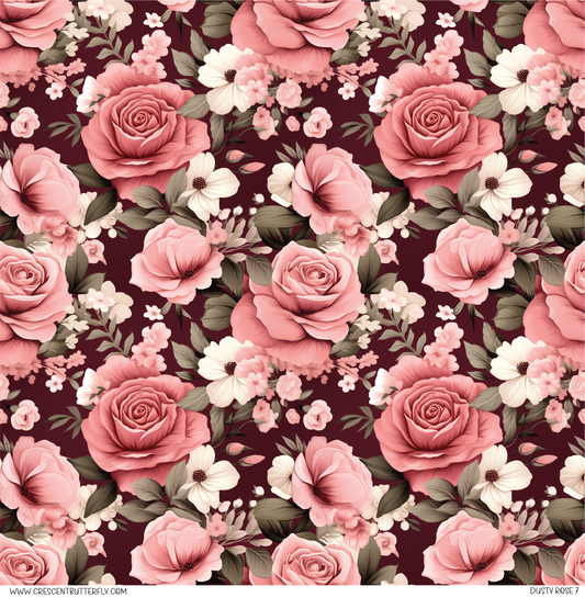 Dusty Rose 7 Pattern Vinyl Sheet/Wrap