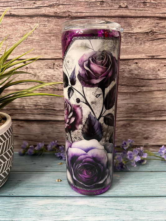 Webs and Roses Handmade Custom Epoxy Tumbler