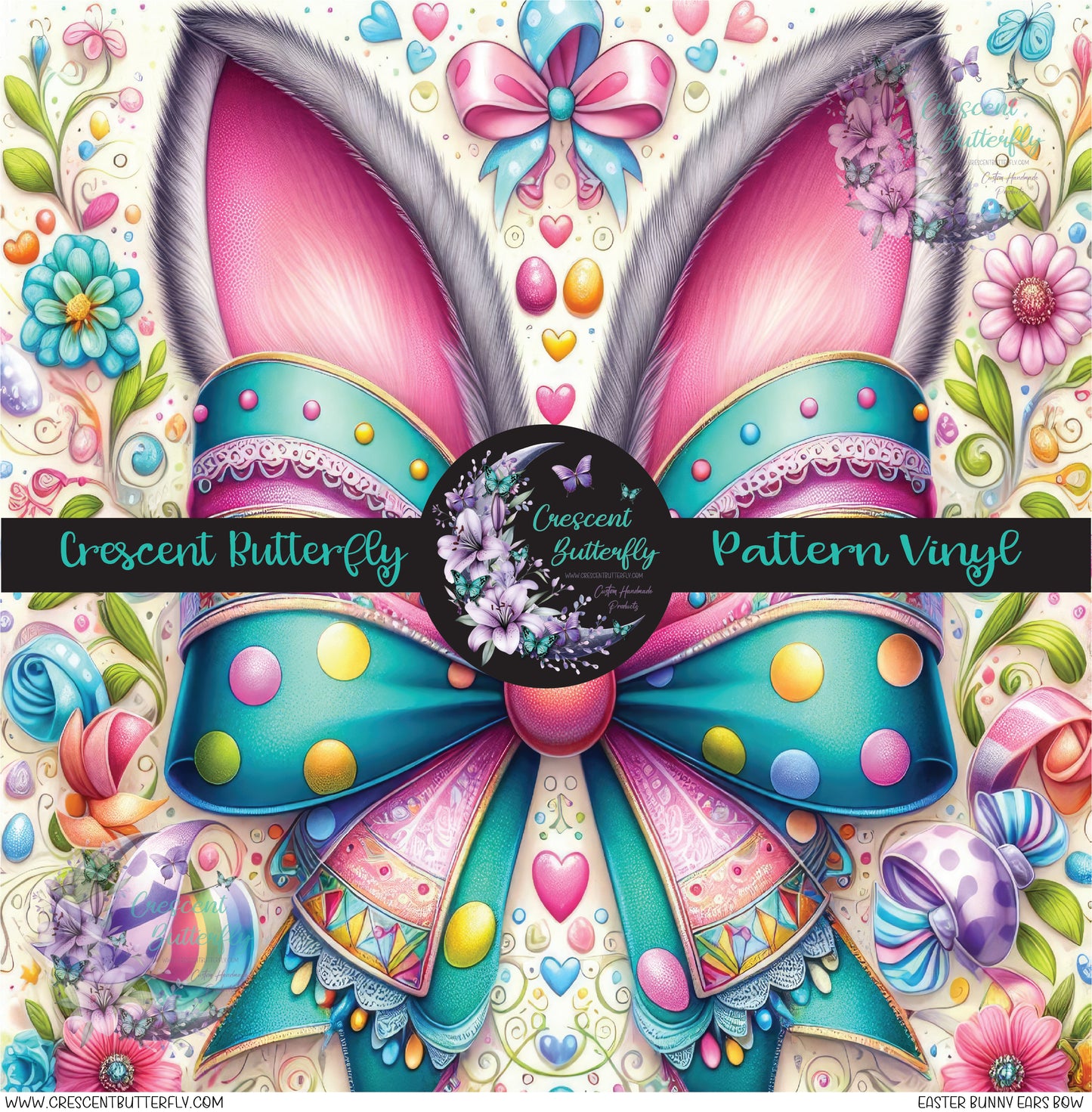 Easter Bunny Ears Bow Printed Vinyl Sheet/Wrap