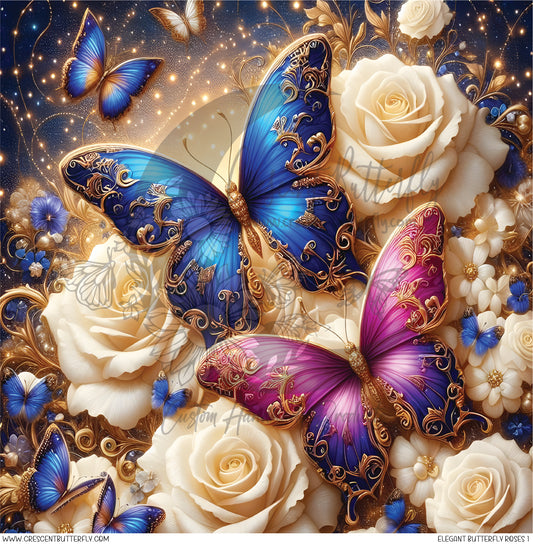 Elegant Butterfly Roses 1 Printed Vinyl Sheet/Wrap