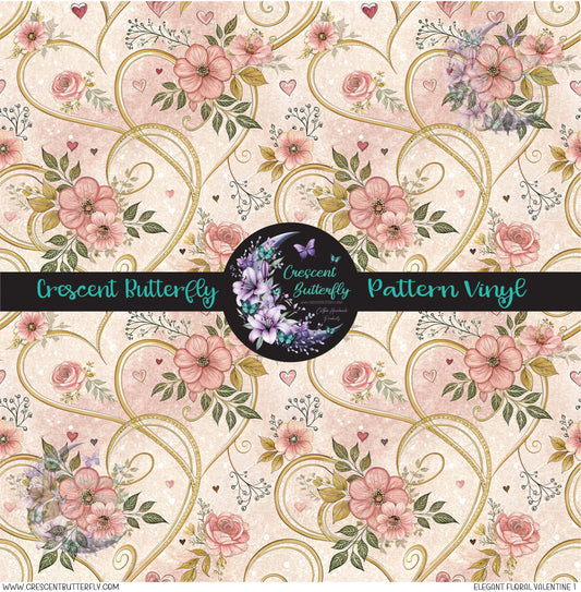 Elegant Floral Valentine 1 Printed Vinyl Sheet/Wrap