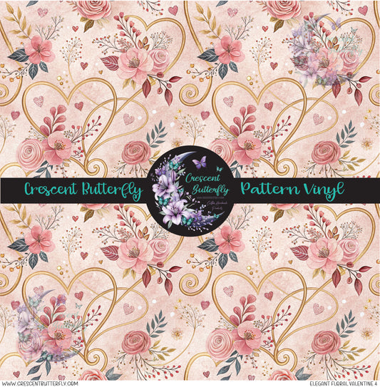 Elegant Floral Valentine 4 Printed Vinyl Sheet/Wrap