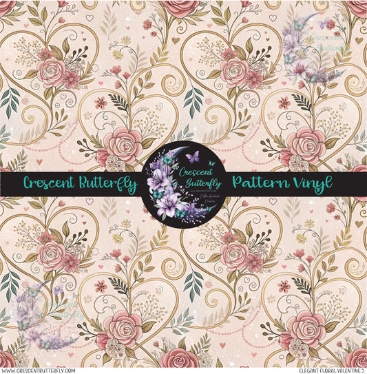 Elegant Floral Valentine 5 Printed Vinyl Sheet/Wrap