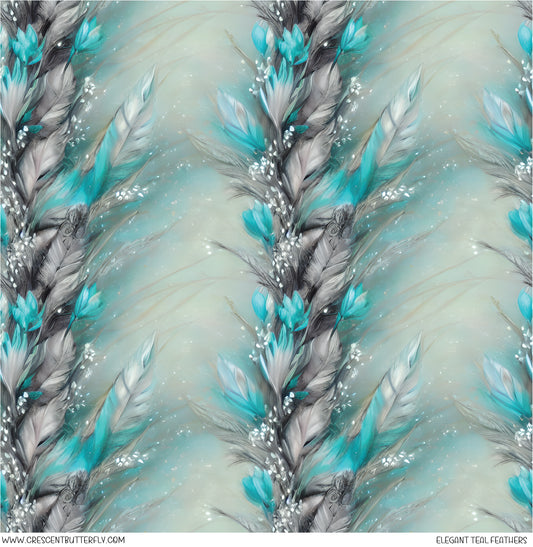 Elegant Teal Feathers Vinyl Sheet/Wrap