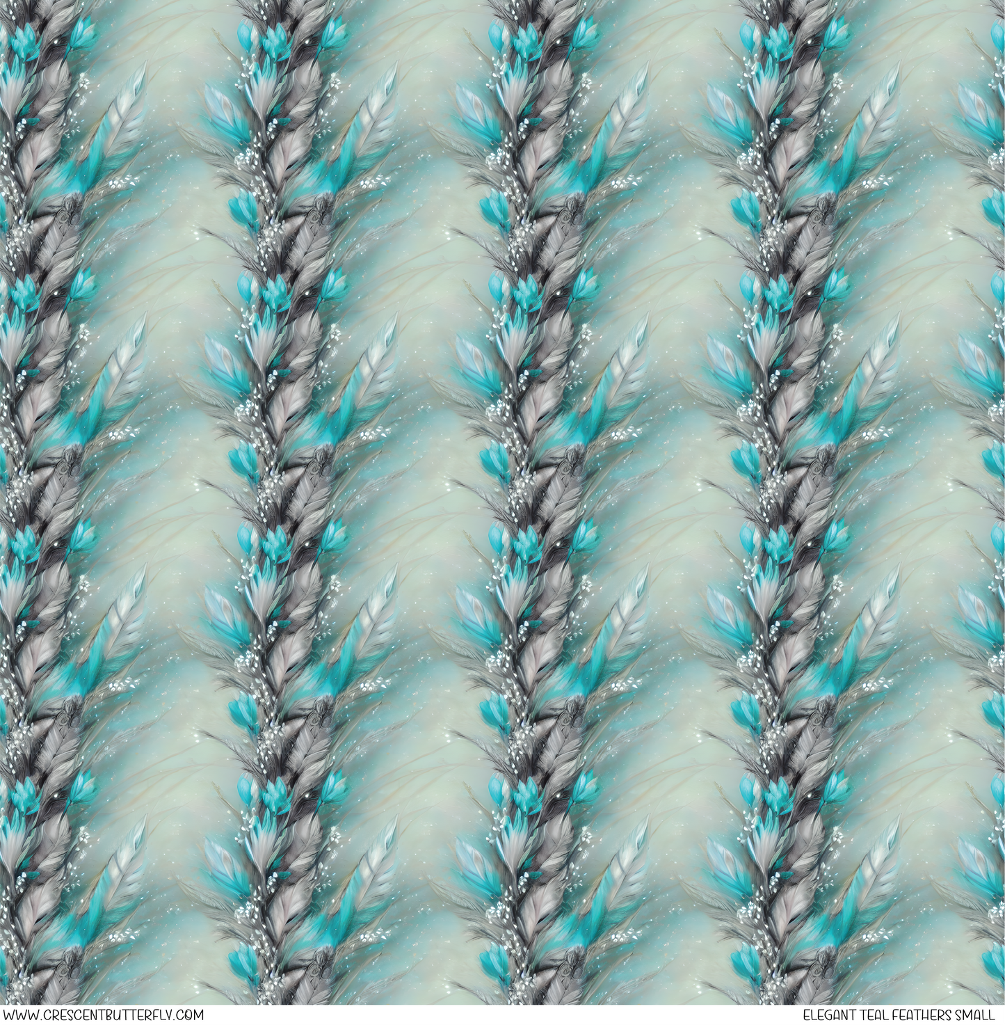 Elegant Teal Feathers Small Printed Vinyl Sheet/Wrap