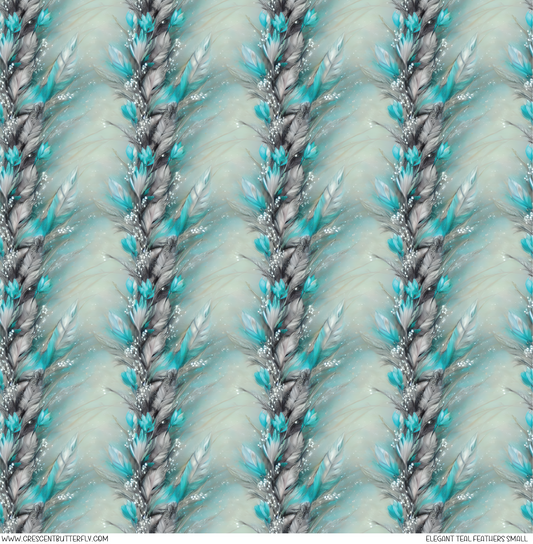 Elegant Teal Feathers Small Printed Vinyl Sheet/Wrap