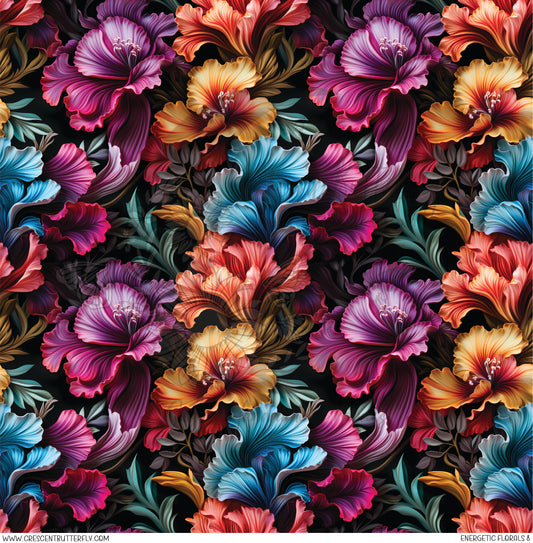 Energetic Florals 8 Printed Vinyl Sheet/Wrap
