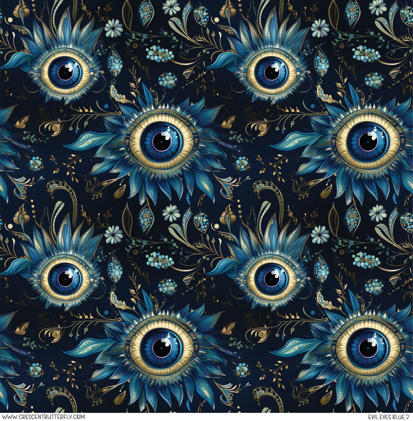 Evil Eyes Blue 2 Printed Vinyl Sheet/Wrap