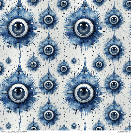 Evil Eyes Blue 4 Printed Vinyl Sheet/Wrap