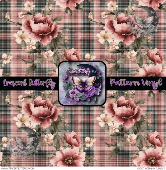 Faded Victorian Floral 3 Printed Vinyl Sheet/Wrap