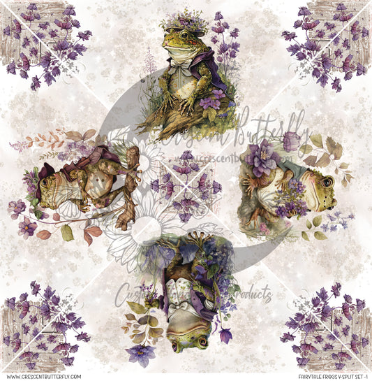 Fairytale Frogs V-Split Set-1 Printed Vinyl Sheet-Tumbler Wrap