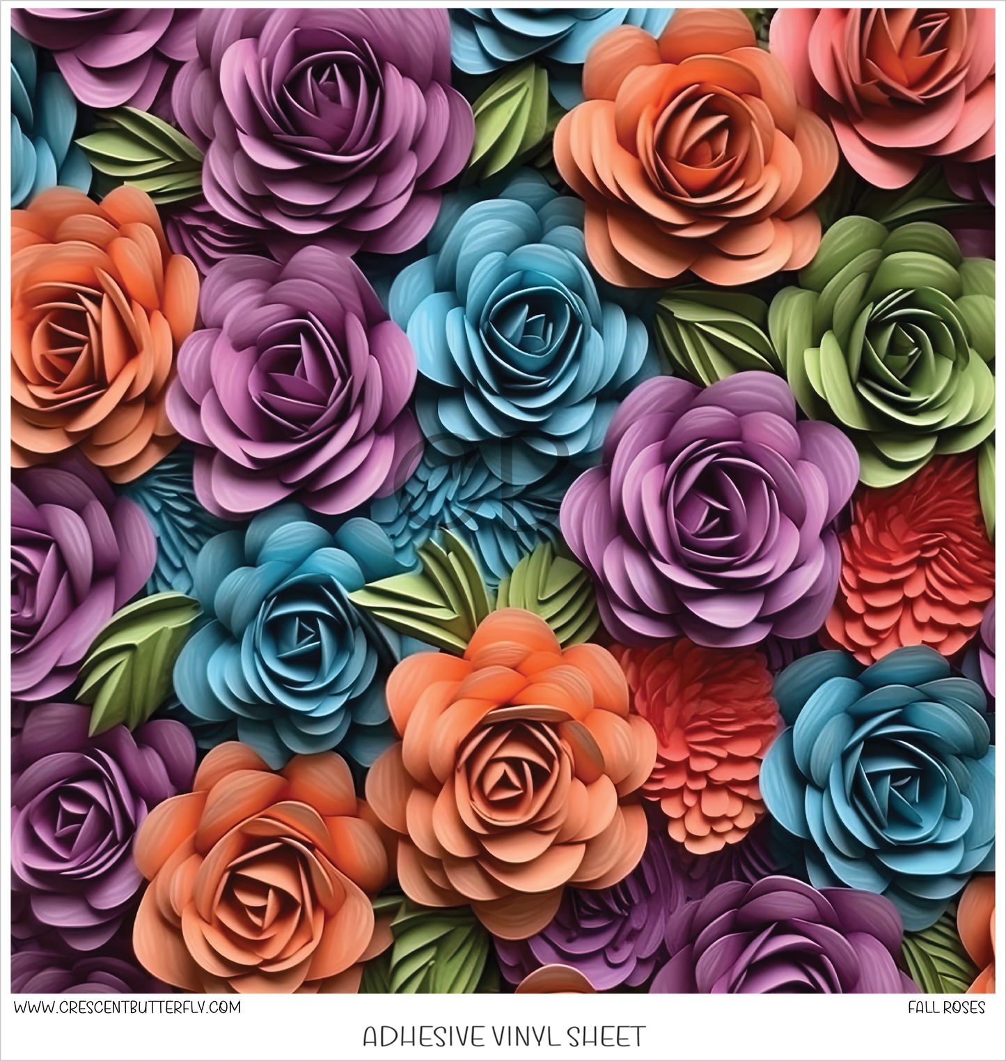 Fall Roses 3D Printed Vinyl Sheet/Wrap