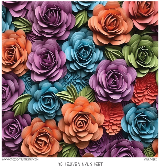 Fall Roses 3D Printed Vinyl Sheet/Wrap