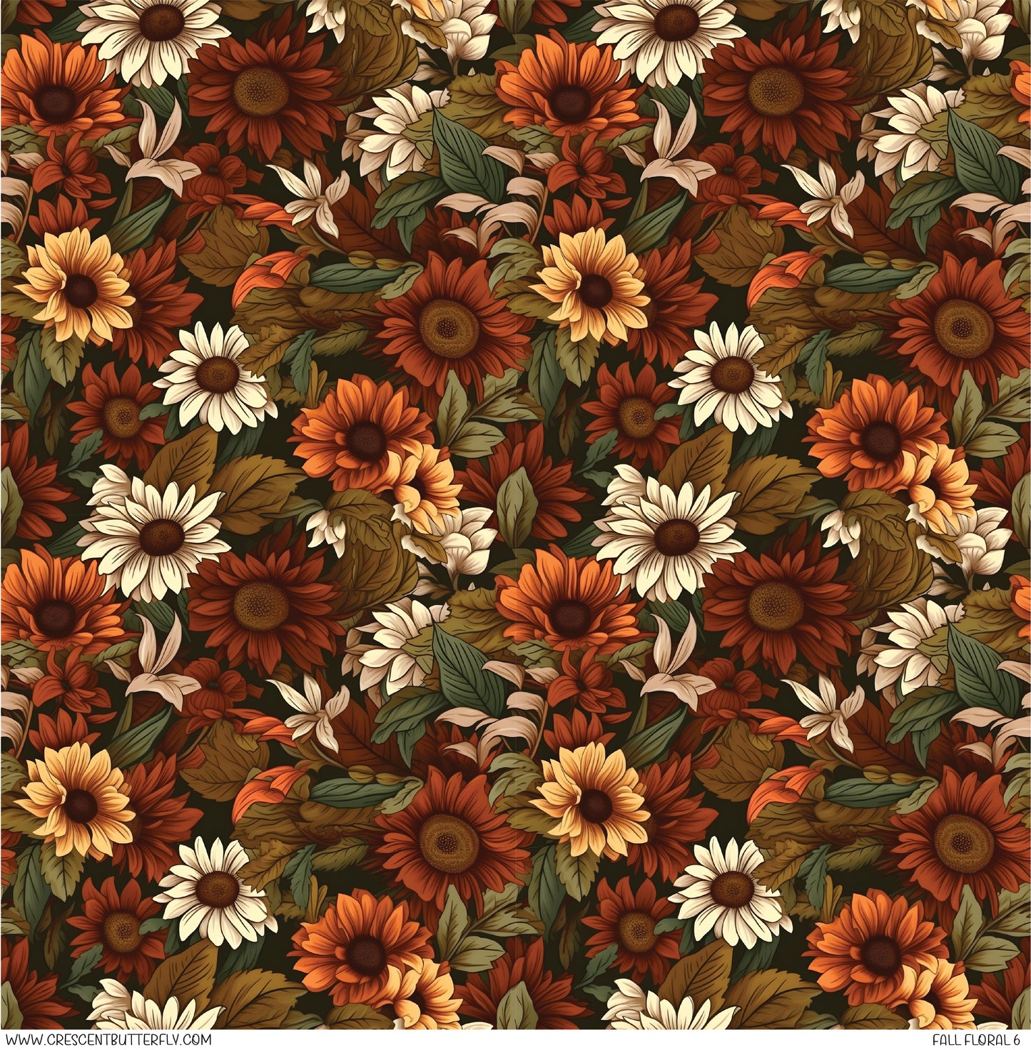 Fall Floral 6 Printed Vinyl Sheet/Wrap