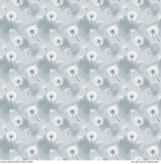 Falling White Dandelion 1 Pattern Vinyl Sheet/Wrap