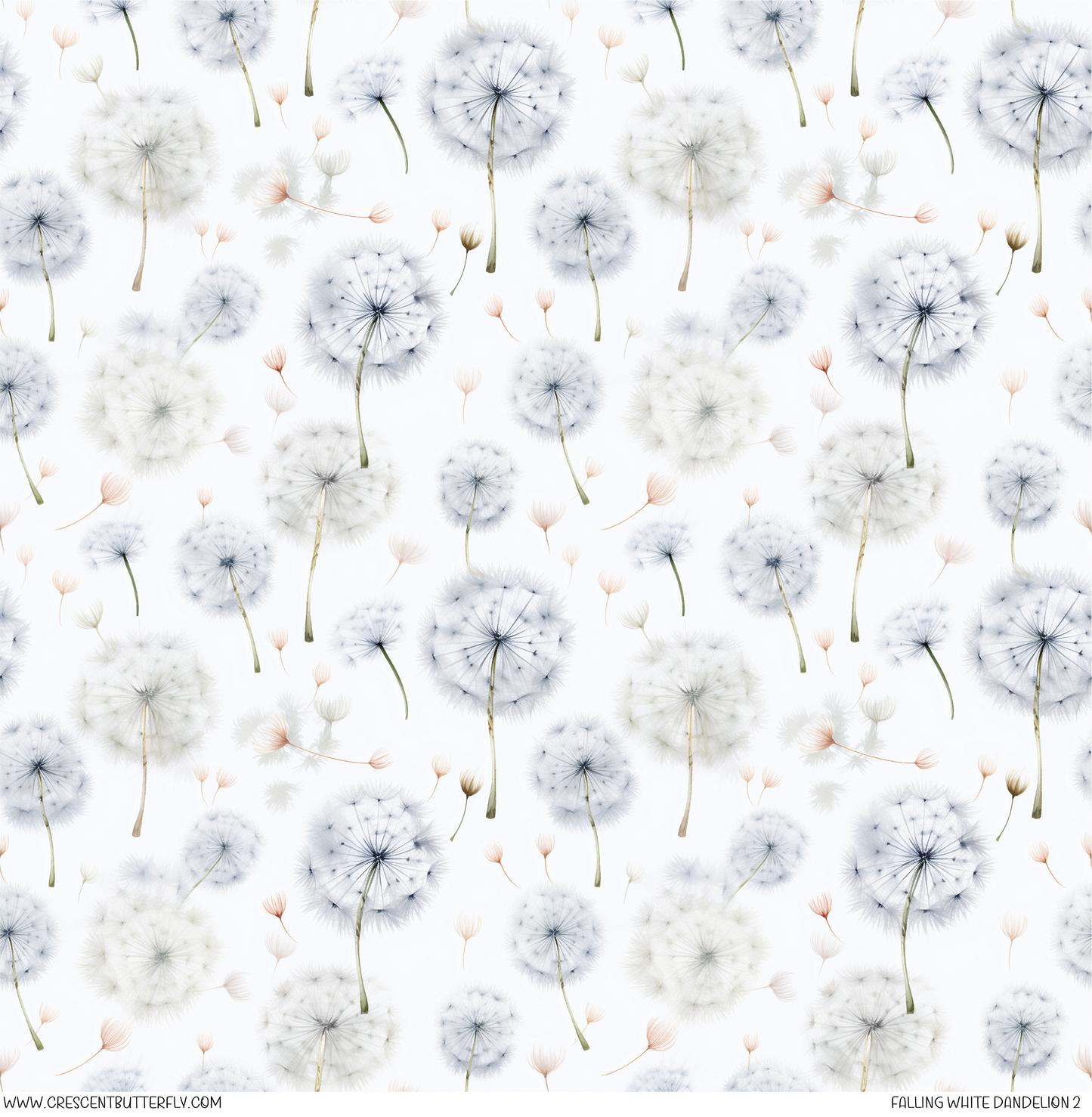 Falling White Dandelion 2 Pattern Vinyl Sheet/Wrap