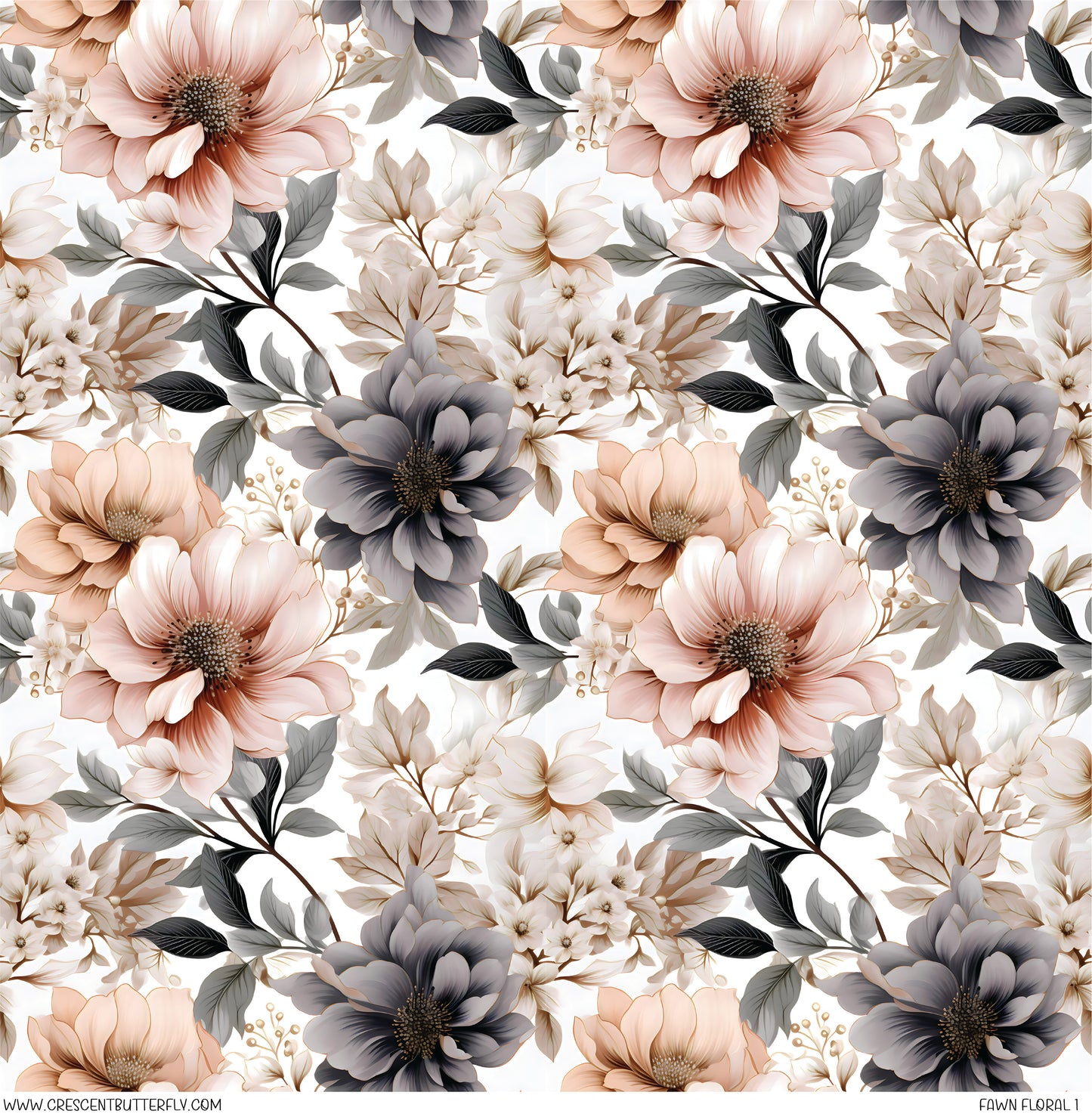 Fawn Floral 1 Printed Vinyl Sheet/Wrap