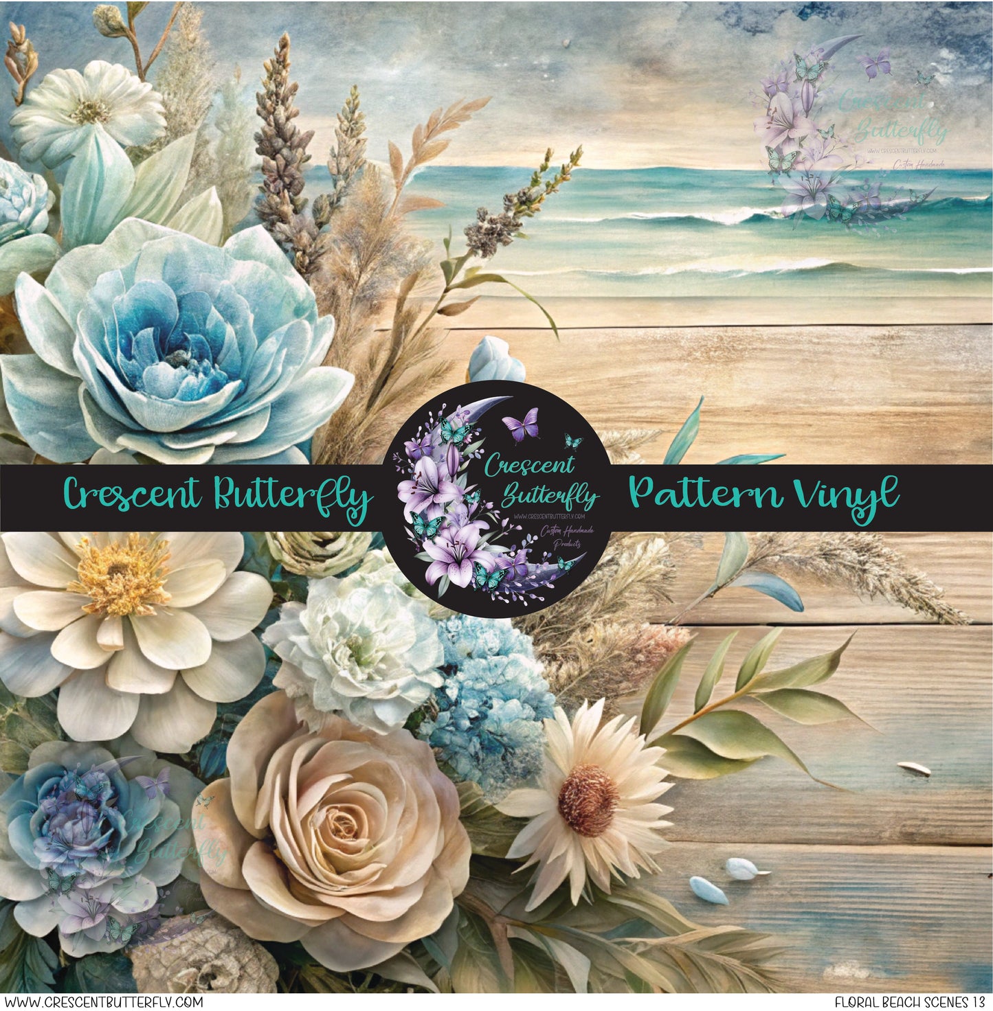 Floral Beach Scenes 13 Printed Vinyl Sheet/Wrap