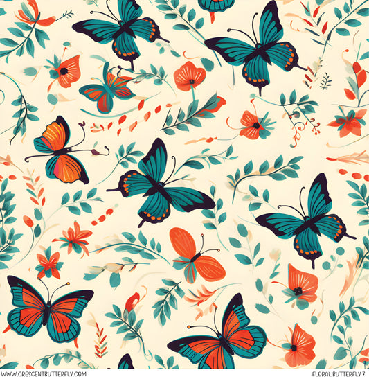 Floral Butterfly 7 Printed Vinyl Sheet/Wrap