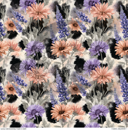 Floral Cowprint 1 Printed Vinyl Sheet/Wrap
