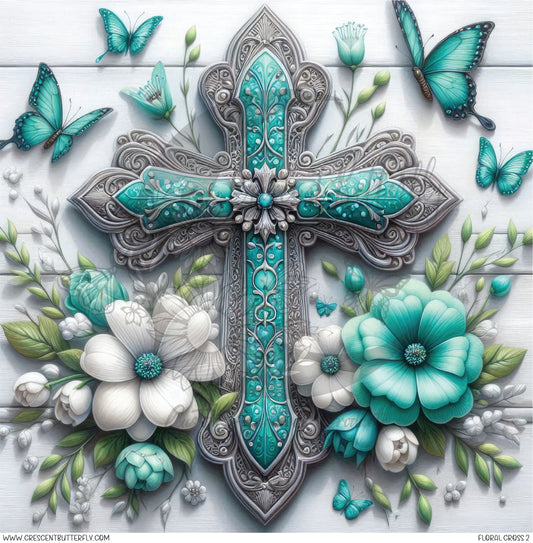 Floral Cross 2 Printed Vinyl Sheet/Wrap