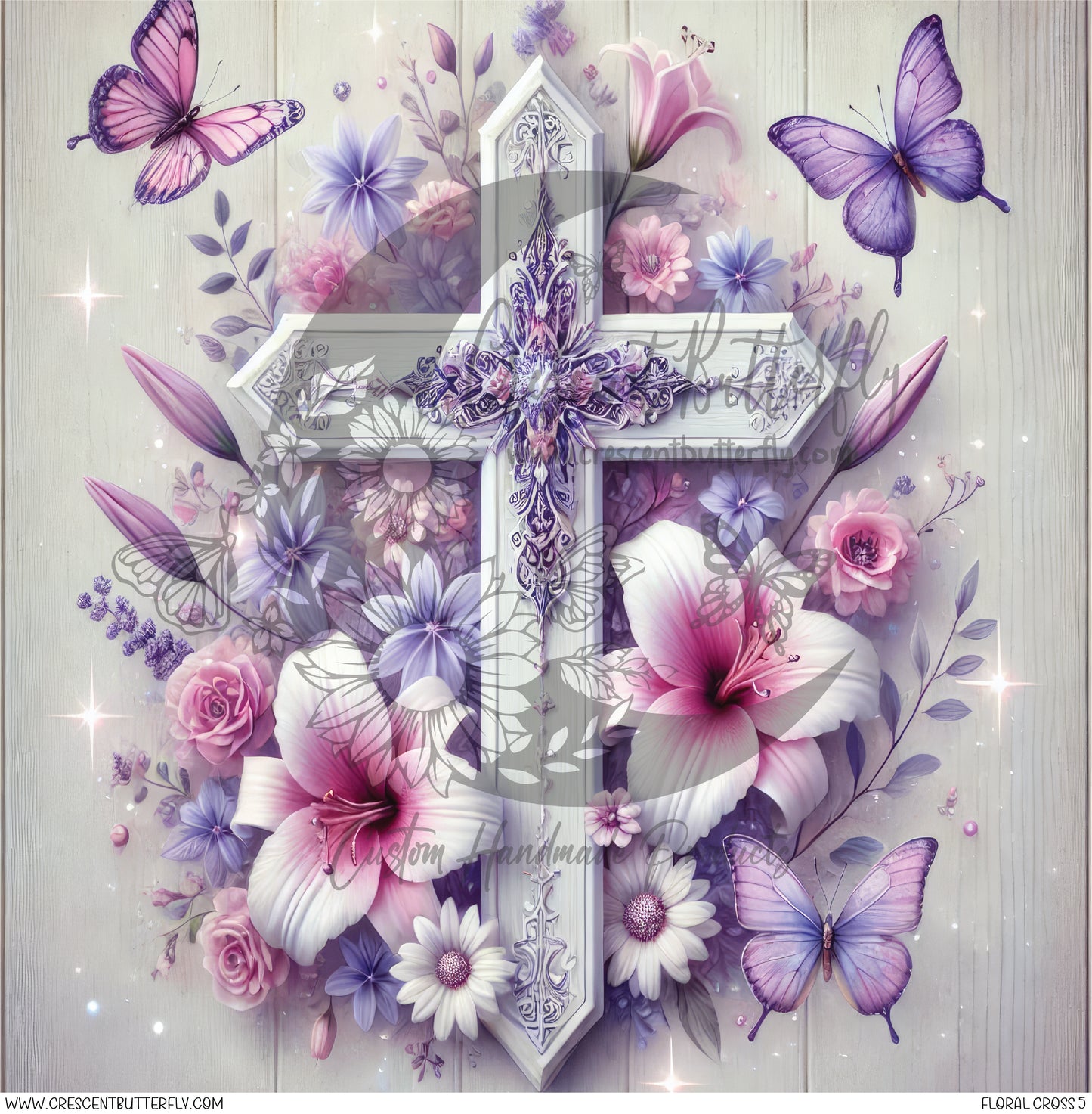 Floral Cross 5 Printed Vinyl Sheet/Wrap