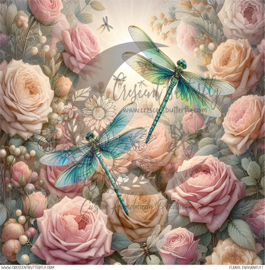 Floral Dragonfly 1 Printed Vinyl Sheet/Wrap