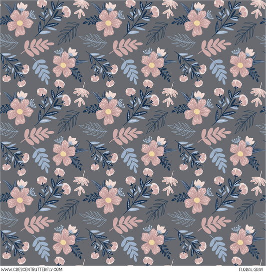 Floral Gray Printed Vinyl Sheet/Wrap