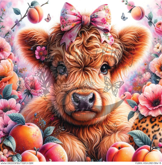 Floral Highland Cow 18 Printed Vinyl Sheet/Wrap