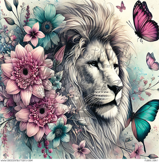 Floral Lion 1 Printed Vinyl Sheet/Wrap
